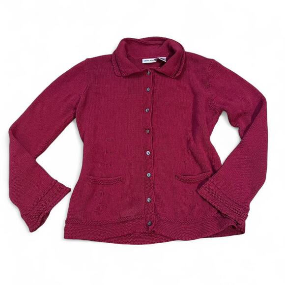 VTG Red orange laura ashley button up cardigan - Picture 1 of 6